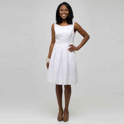 White Dress with Jewel Neckline